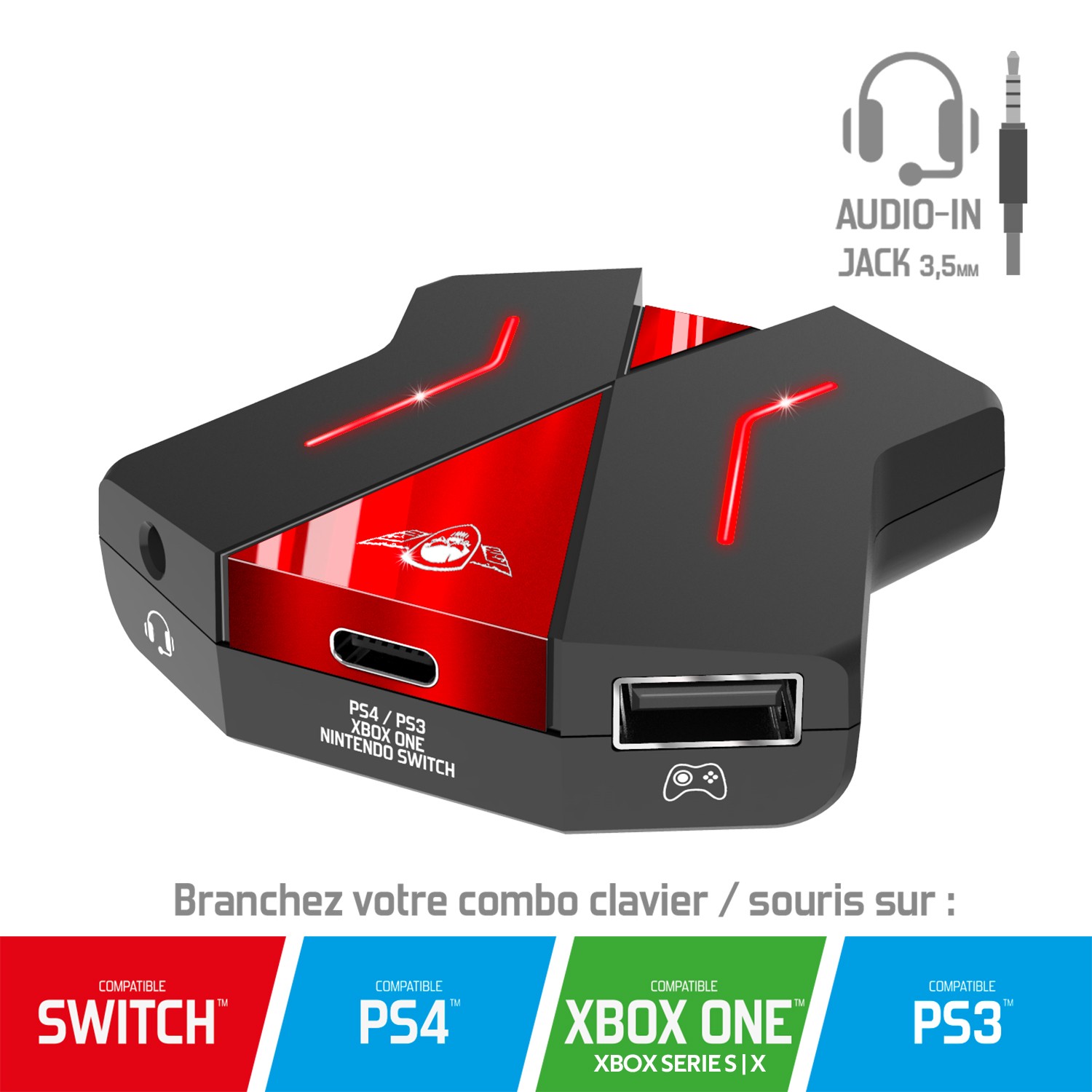 TORUBIA Convertisseur d'Adaptateur Clavier et Souris PS4 pour Xbox/PS4/ switch 