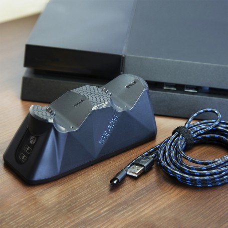 Support Chargeur pour 2 Manettes de PS4 Micro USB Playstation (NOIR)