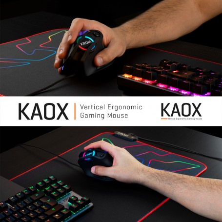 Souris ergonomique verticale gamer Krom Kaox, 6400dpi, 7 boutons, RGB +  Logiciel