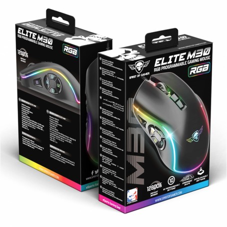 Souris Gaming ELITE-M30 RGB, 12800 Dpi, 10 boutons programmables, 1000hz +  Logiciel de paramétrage